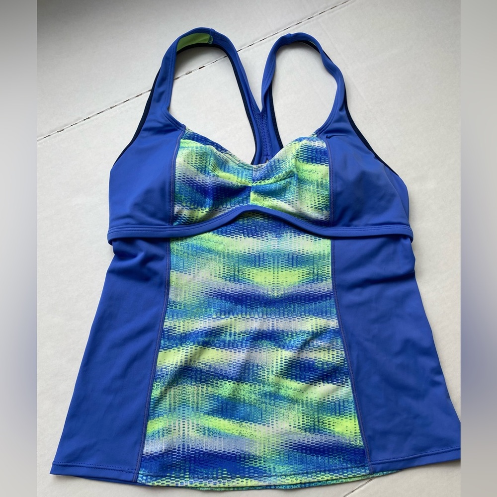 Nike Women’s Green Blue Tankini Swim Racerback Top Size L